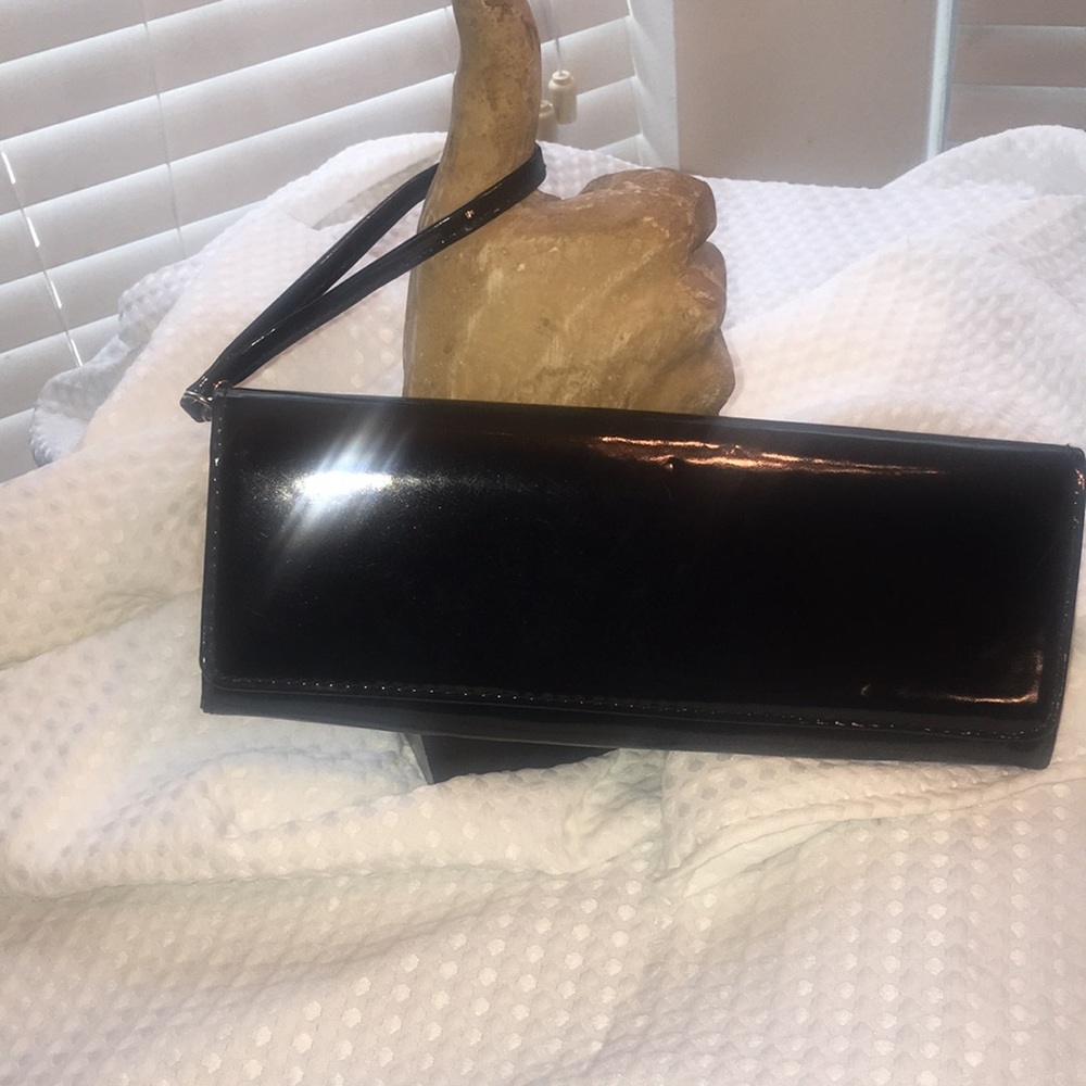 Nordstrom Black Patent Leather Clutch Bag